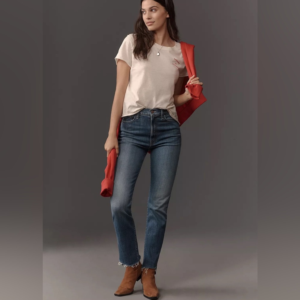 NEW MOTHER The Rider High-Rise Ankle Jeans in Loaders and Lassos, Size 25